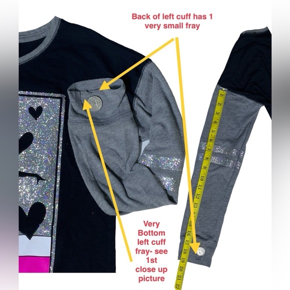 Dance Tee Shirt Long Sleeve Round Neck Glittery Ballerina Black Pink Girls 14 - Picture 3 of 15